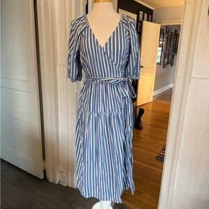 Old Navy Blue and White Striped Midi Dress